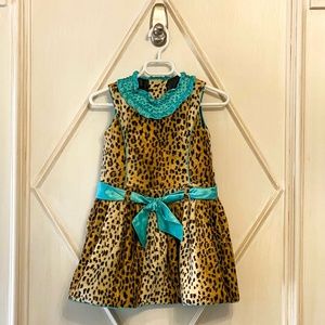 Trish Scully Cheetah Turquoise Trim Dress